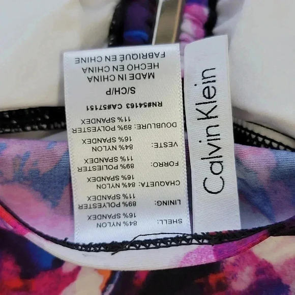 Calvin Klein Women's Graphic Floral Printed Bar Halter Tankini w/ Removable Soft - Picture 8 of 8